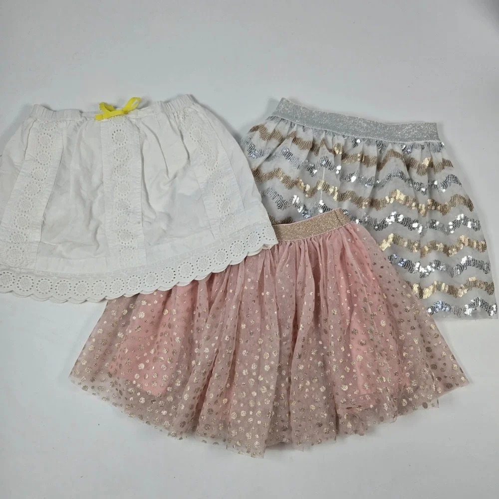 Cat & Jack Genuine Kids Zunie Skirts 4T XS Multi Sequin Tulle Eyelet Lot Bundle